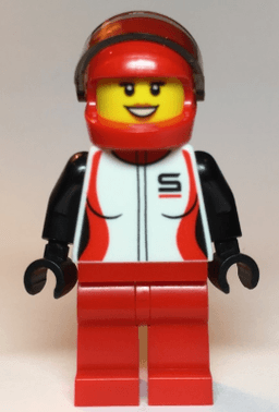 LEGO Race Car Driver Female Red and White Racing Jacket (cty1109) minifigure