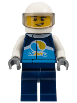 LEGO Race Car Driver Male Dark Blue 'Octan E' Racing Jacket and Legs (cty1110) minifigure