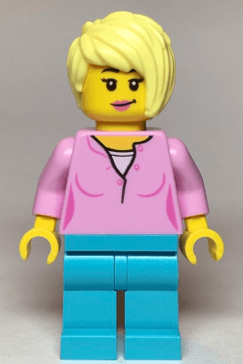 LEGO Female Bright Pink Top Medium Azure Legs (cty1116) Town / City Minifigure