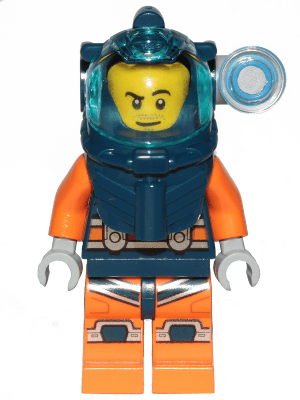 Deep Sea Diver - Male, Dark Blue Helmet, Side Lamp, Stubble