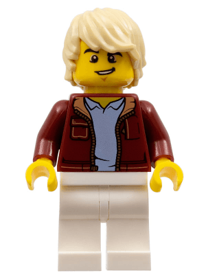LEGO Man Tan Tousled Hair Lopsided Grin (Car Driver) (cty1236) Town / City Minifigure