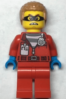Police - Crook Hacksaw Hank, Red Jacket with Prison Shirt and I.D. Tag