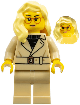 Tourist / Food Critic - Female, Tan Jacket and Legs, Bright Light Yellow Hair over Shoulder, Glasses