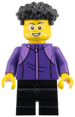 Child - Boy, Dark Purple Tracksuit, Black Medium Legs, Coiled Hair