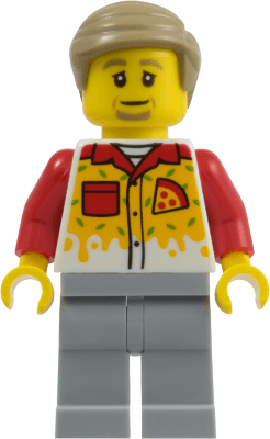Pizza Delivery Driver - Male, Light Bluish Gray Legs, Dark Tan Hair