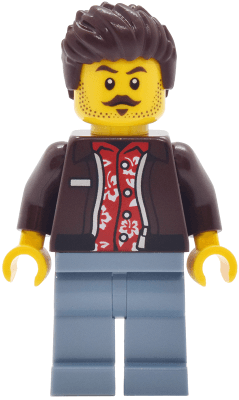Car Wash Patron - Male, Dark Brown Jacket over Red Hawaiian Shirt, Sand Blue Legs, Dark Brown Hair