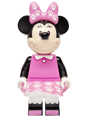 Minnie Mouse - Dark Pink Top, Dress and Bow with Paw Prints
