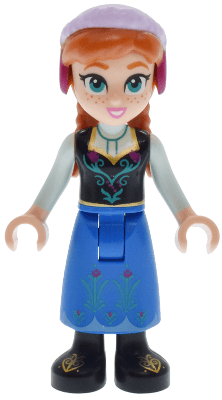 Anna - Blue Skirt, Black Boots and Black Top, Light Aqua Sleeves, Narrow Smile