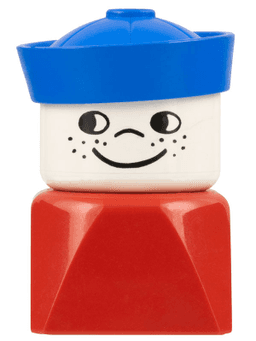 LEGO Duplo 2 x 2 x 2 Figure Brick Early Male on Red Base Blue Sailor Hat Freckles (dupfig003) minifigure