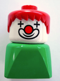 LEGO Duplo 2 x 2 x 2 Figure Brick Early Clown on Green Base Red Hair (dupfig017) minifigure