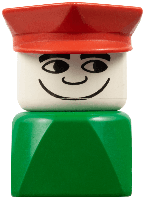 LEGO Duplo 2 x 2 x 2 Figure Brick Early Male on Green Base Red Police Hat (dupfig039) Duplo Minifigure