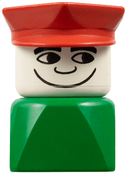 LEGO Duplo 2 x 2 x 2 Figure Brick Early Male on Green Base Red Police Hat (dupfig039) minifigure