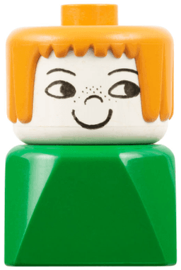 LEGO Duplo 2 x 2 x 2 Figure Brick Early Female on Green Base Earth Orange Hair Nose Freckles (dupfig040) minifigure