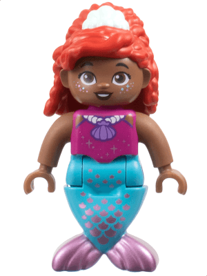 LEGO Duplo Figure Disney Princess Ariel Medium Azure and Metallic Pink Tail (Mermaid) (dupmermaid03) Duplo Minifigure