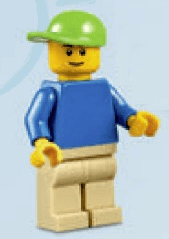 LEGO Plain Blue Torso Lime Short Bill Cap (edu003) minifigure