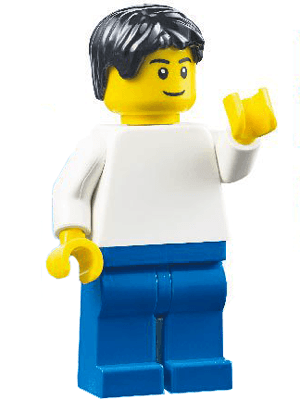 LEGO Plain White Torso Black Tousled Hair Black Eyebrows (edu005) LEGO Minifigure