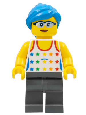 LEGO Female Tank Top with Colored Stars Dark Azure Hair (edu009) LEGO Minifigure