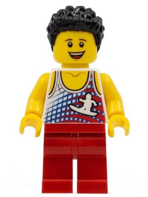 LEGO Male Tank Top with Surfer Silhouette Black Hair (edu010) LEGO Minifigure