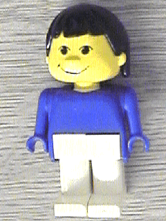 LEGO Basic Figure Human Girl Blue Black Hair (fab13d) minifigure