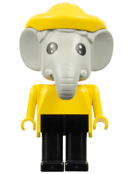 Fabuland Elephant - Edward Elephant, Black Legs, Yellow Raincoat and Hat, Black Eyes