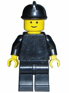 LEGO Plain Black Torso with Black Arms Black Fire Helmet (fire005) minifigure