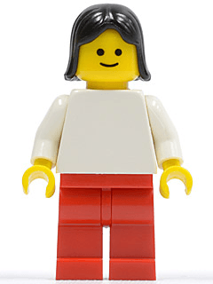 LEGO Plain White Torso with White Arms Black Female Hair (fmf001) Town / City Minifigure