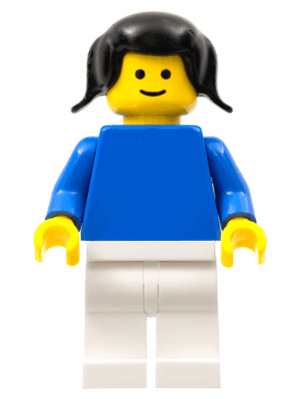 LEGO Plain Blue Torso with Blue Arms Black Pigtails Hair (fmf002) Town / City Minifigure