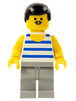 LEGO Horizontal Blue and Light Green Stripes Black Male Hair (fre004) LEGO Minifigure