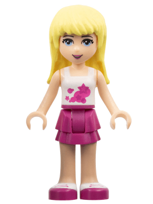 Friends Stephanie - Magenta Layered Skirt, White Halter Top with Circles and Stars