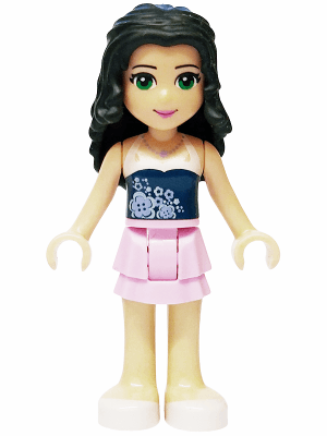 Friends Emma - Bright Pink Layered Skirt, Dark Blue Top