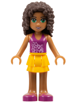 Friends Andrea - Bright Light Orange Layered Skirt, Magenta Top