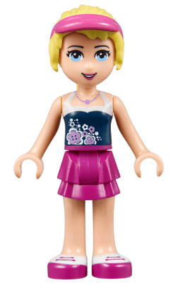 Friends Stephanie - Magenta Layered Skirt, Dark Blue Top, Hair with Visor