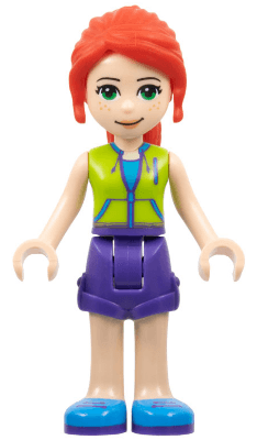Friends Mia - Dark Purple Shorts, Lime Jacket Top, Red Hair