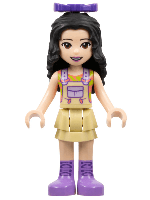 Friends Emma - Tan Dress with Straps, Medium Lavender Boots, Dark Purple Bow