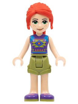 Friends Mia - Olive Green Shorts, Dark Purple Shoes and Top with Diamonds and Triangles
