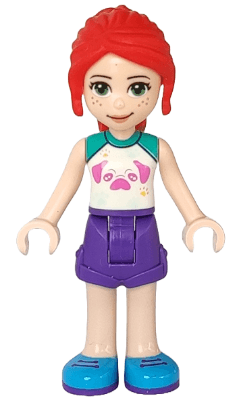Friends Mia - Dark Purple Shorts, White Top with Pug Head