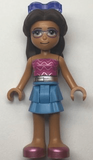 Friends Layla - Medium Blue Skirt, Dark Pink Top with Metallic Pink Belt, Sunglasses