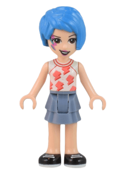Friends Evelyn - White Sleeveless Shirt, Sand Blue Skirt, Face Paint