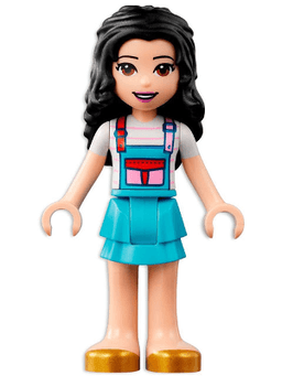 Friends Emma - White Shirt with Apron, Medium Azure Skirt with Gold Shoes