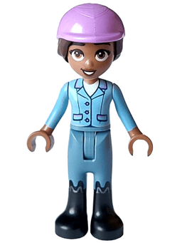 Friends Aliya - Bright Light Blue Jacket, Sand Blue Trousers, Black Boots, Medium Lavender Horse Riding Helmet