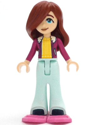 Friends Paisley - Magenta Jacket over Bright Light Yellow Sweater, Light Aqua Trousers Bell-Bottoms, Dark Pink Snowshoes