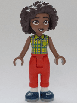 Friends Aliya - Lime Top, Red Trousers, Dark Blue Shoes