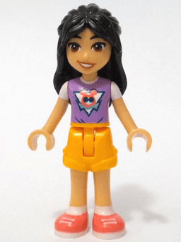 Friends Liann - Medium Lavender Top, Bright Light Orange Shorts, Coral Shoes