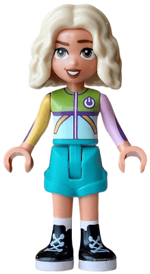 Friends Nova - Light Aqua and Lime Sweater, Dark Turquoise Shorts, Black Boots