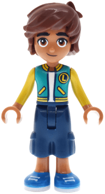 Friends Leo - Dark Turquoise and Yellow Jacket, Dark Blue Cropped Trousers, Blue Shoes