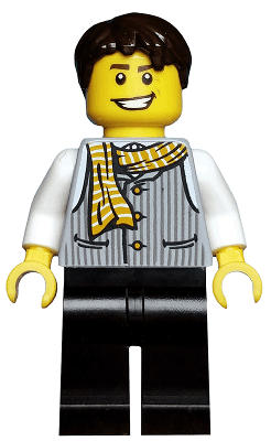 LEGO Striped Vest with Yellow Striped Scarf Dark Brown Tousled Hair (fus001) Promotional Minifigure