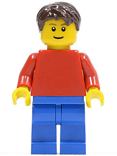 LEGO Plain Red Torso with Red Arms Dark Brown Short Tousled Hair (game008) minifigure