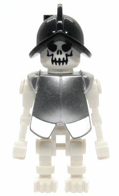 LEGO Skeleton Fantasy Era Torso with Evil Skull Black Conquistador Helmet Metallic Silver Armor (gen021a) minifigure