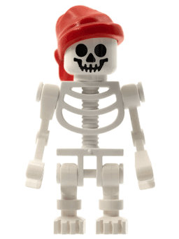 LEGO Skeleton Fantasy Era Torso with Standard Skull Mechanical Arms Red Bandana with Single Tail in Back (gen036) minifigure