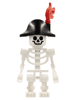 LEGO Skeleton Fantasy Era Torso with Standard Skull Mechanical Arms Black Bicorne Hat Red Plume (gen037) minifigure